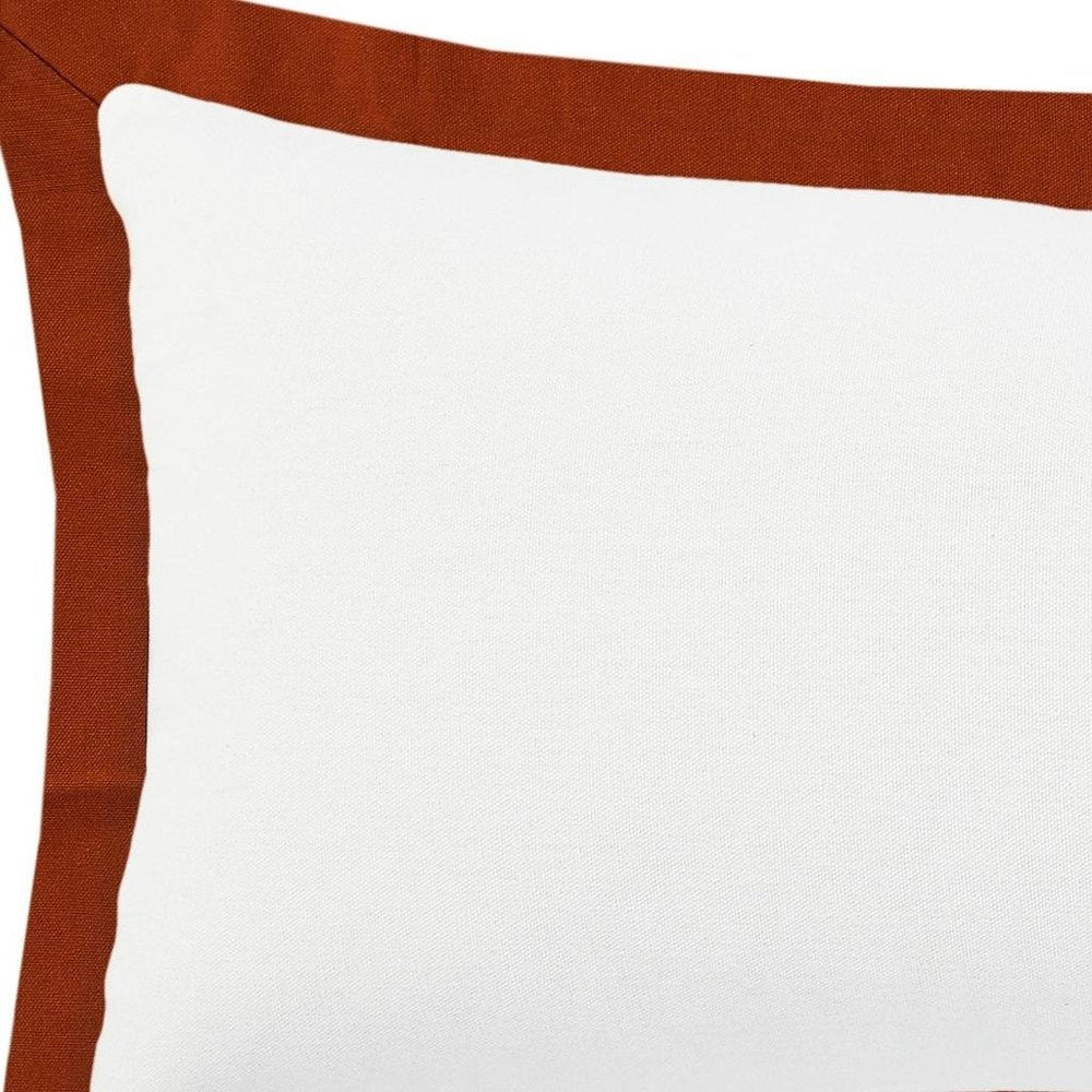 14" X 36" White And Brown Lumbar Color Block Cotton Throw Pillow Cover