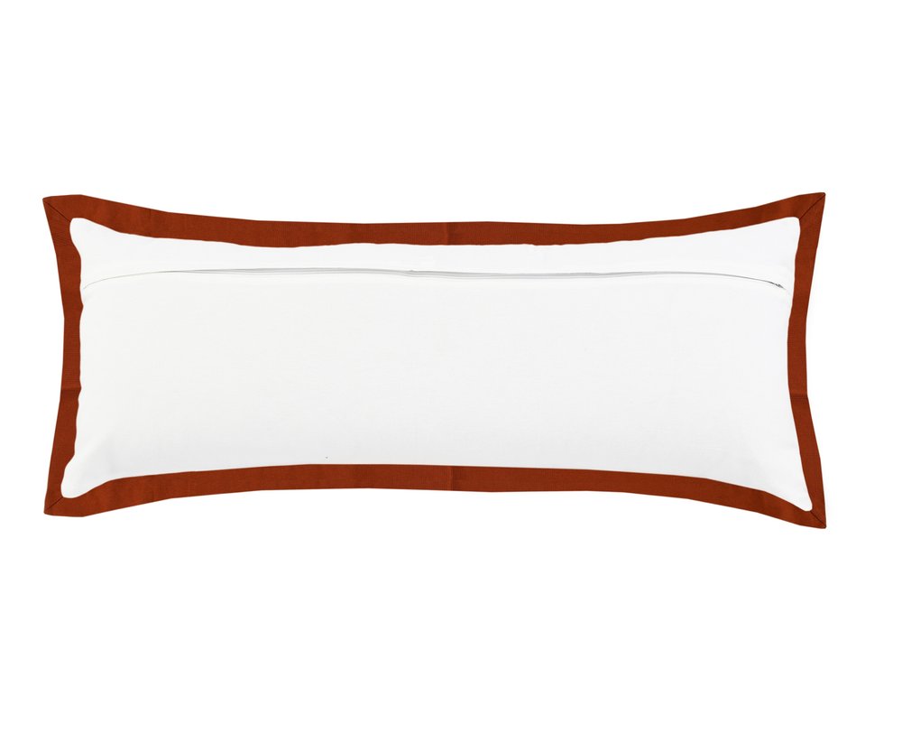 14" X 36" White And Brown Lumbar Color Block Cotton Throw Pillow Cover