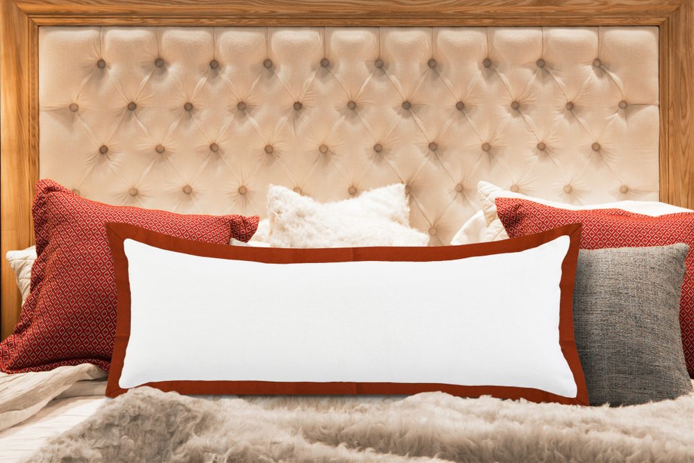 14" X 36" White And Brown Lumbar Color Block Cotton Throw Pillow Cover