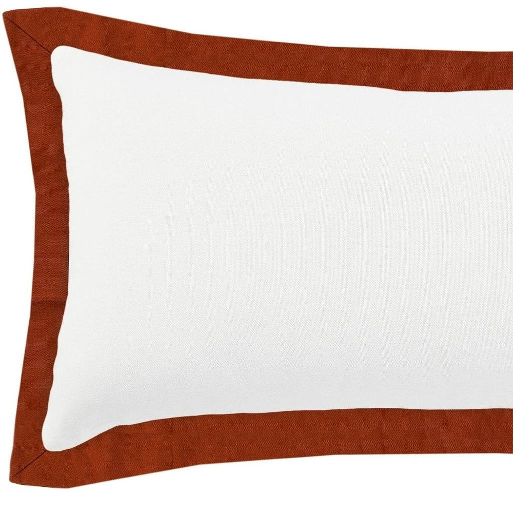 14" X 36" White And Brown Lumbar Color Block Cotton Throw Pillow Cover