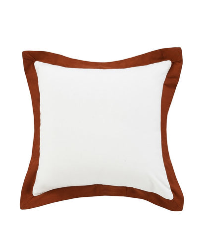 20" White And Brown Color Block Cotton Throw Pillow Cover