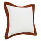 20" White And Brown Color Block Cotton Throw Pillow Cover