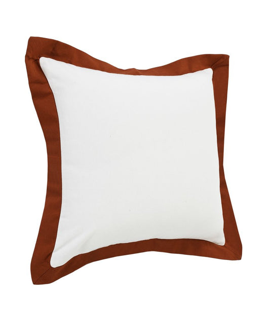 20" White And Brown Color Block Cotton Throw Pillow Cover