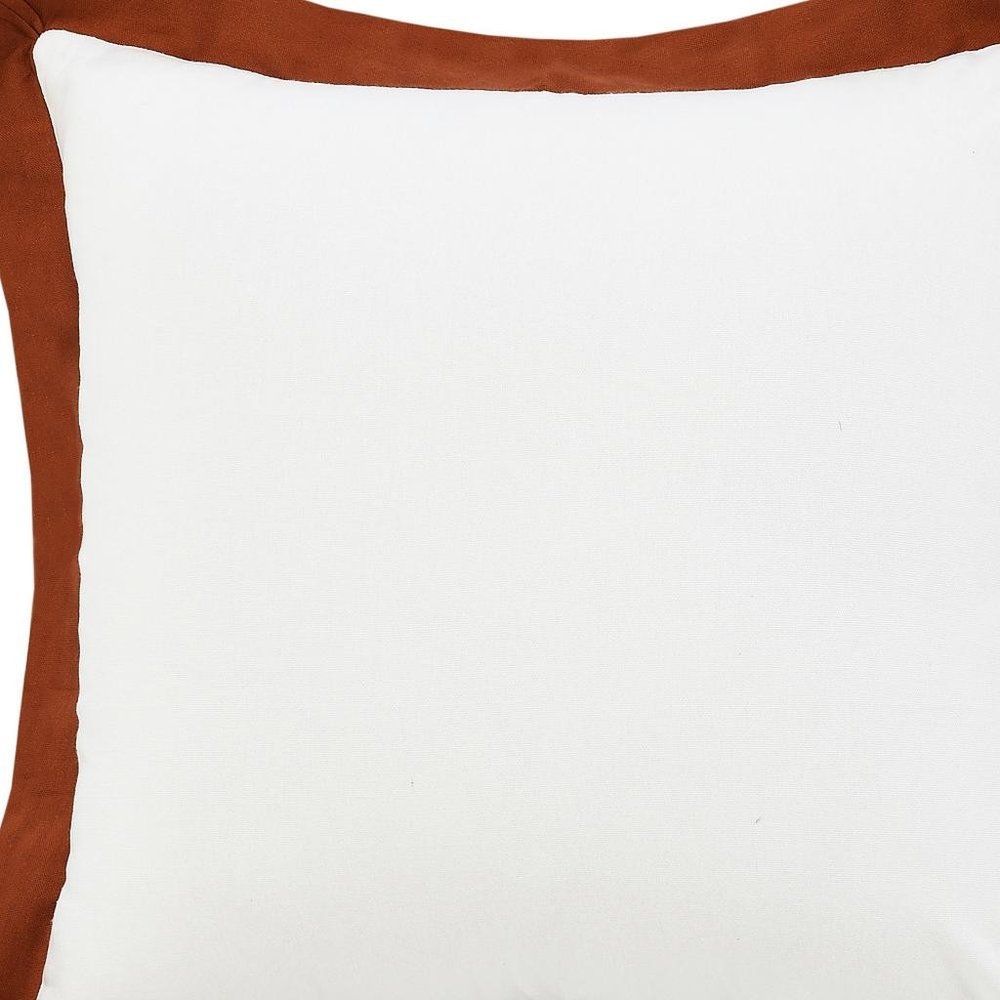 20" White And Brown Color Block Cotton Throw Pillow Cover