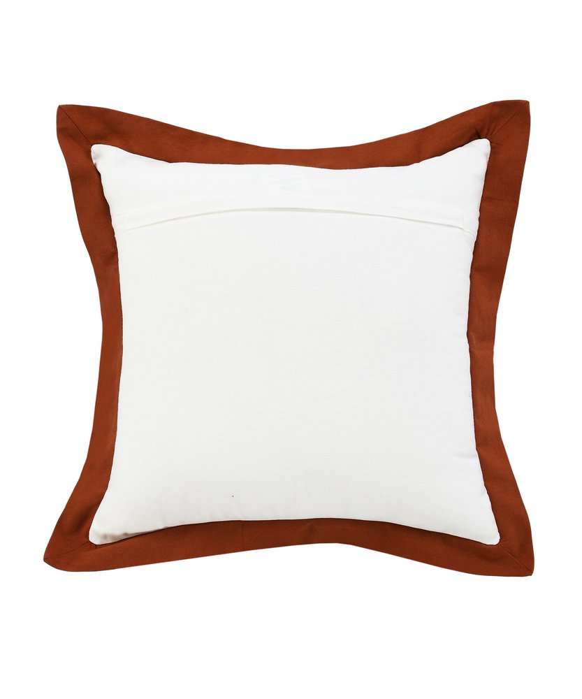 20" White And Brown Color Block Cotton Throw Pillow Cover