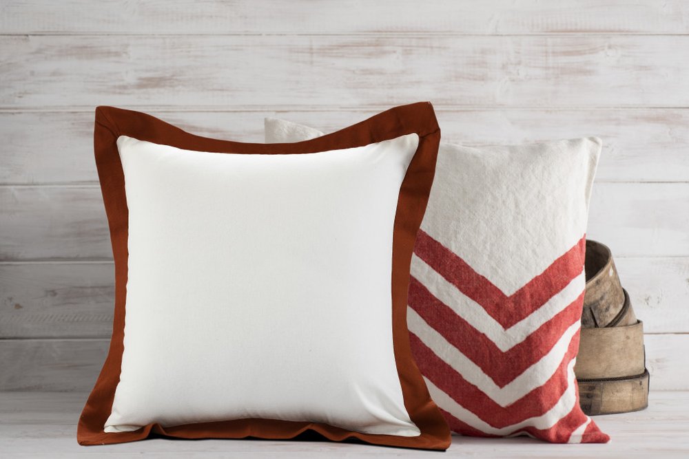 20" White And Brown Color Block Cotton Throw Pillow Cover