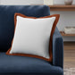 20" White And Brown Color Block Cotton Throw Pillow Cover