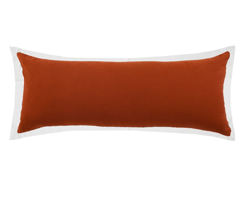 14" X 36" Brown And White Lumbar Color Block Cotton Throw Pillow Cover