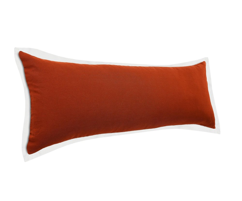 14" X 36" Brown And White Lumbar Color Block Cotton Throw Pillow Cover