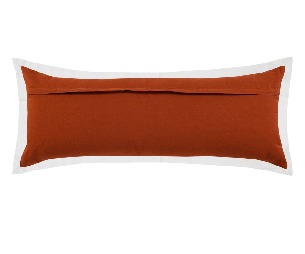 14" X 36" Brown And White Lumbar Color Block Cotton Throw Pillow Cover