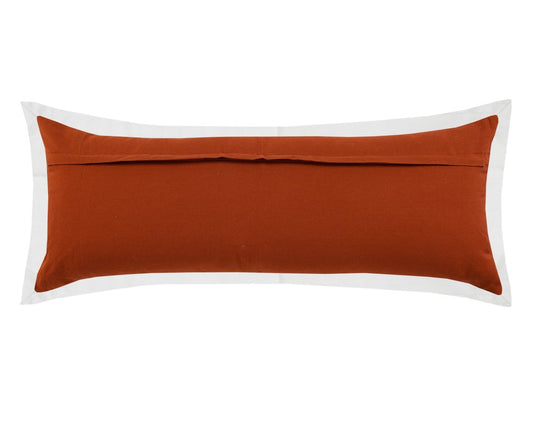 14" X 36" Brown And White Lumbar Color Block Cotton Throw Pillow Cover