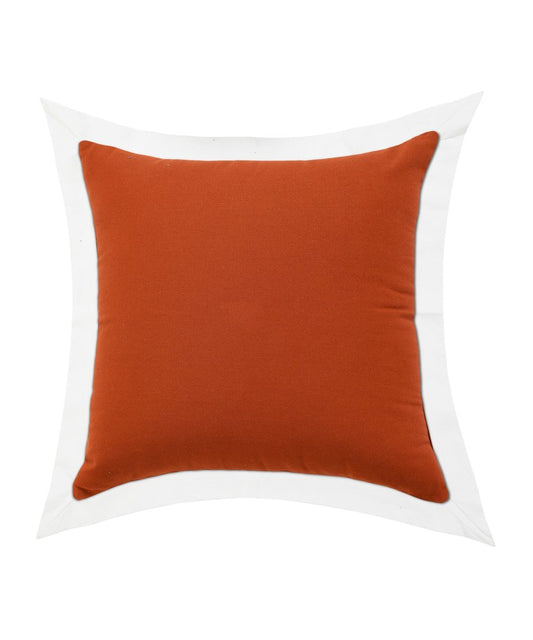 20" Brown And White Color Block Cotton Throw Pillow Cover
