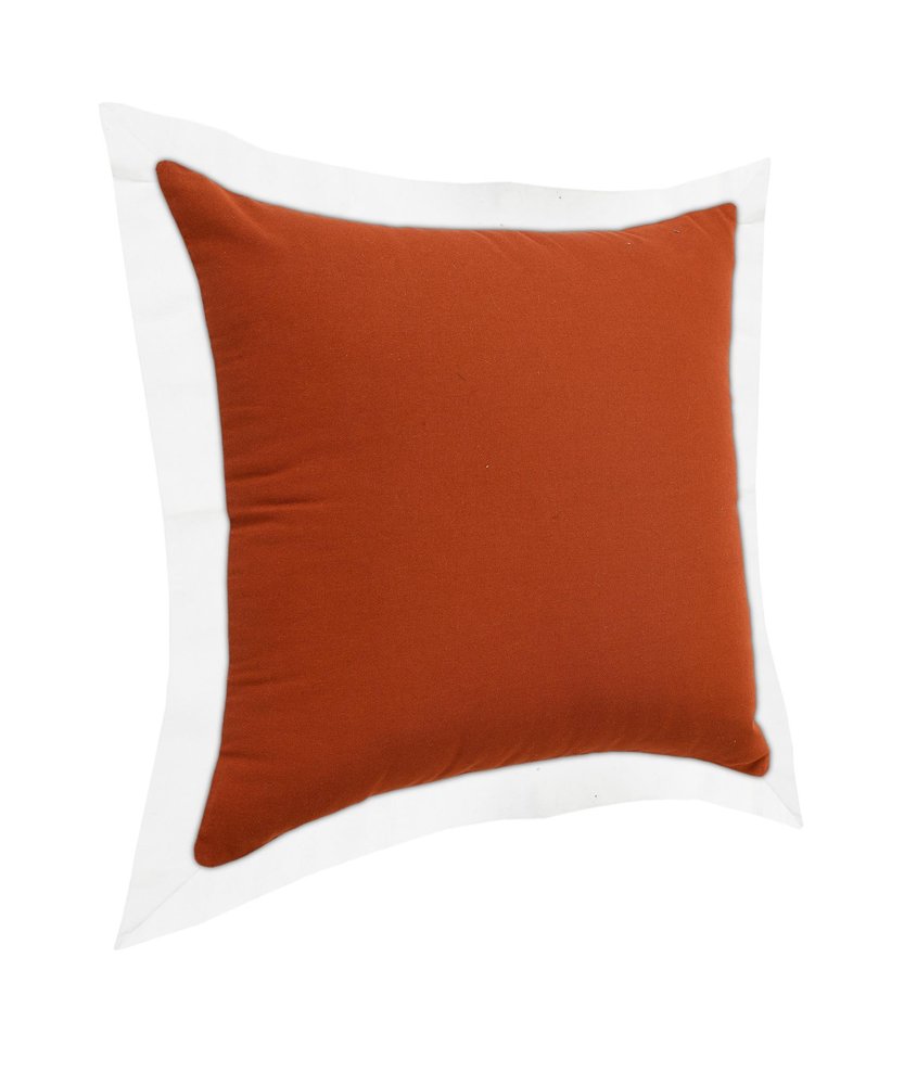 20" Brown And White Color Block Cotton Throw Pillow Cover