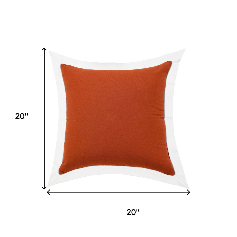 20" Brown And White Color Block Cotton Throw Pillow Cover
