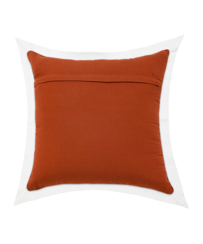 20" Brown And White Color Block Cotton Throw Pillow Cover