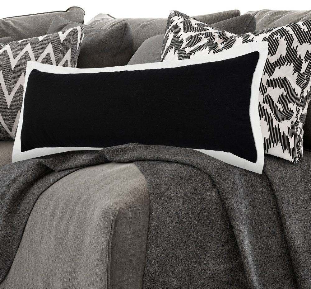 14" X 36" Black And White Lumbar Color Block Cotton Throw Pillow Cover