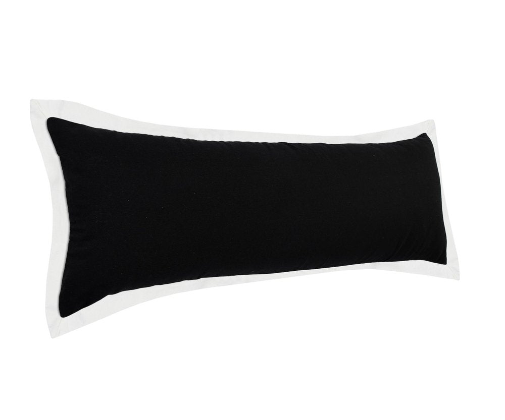 14" X 36" Black And White Lumbar Color Block Cotton Throw Pillow Cover