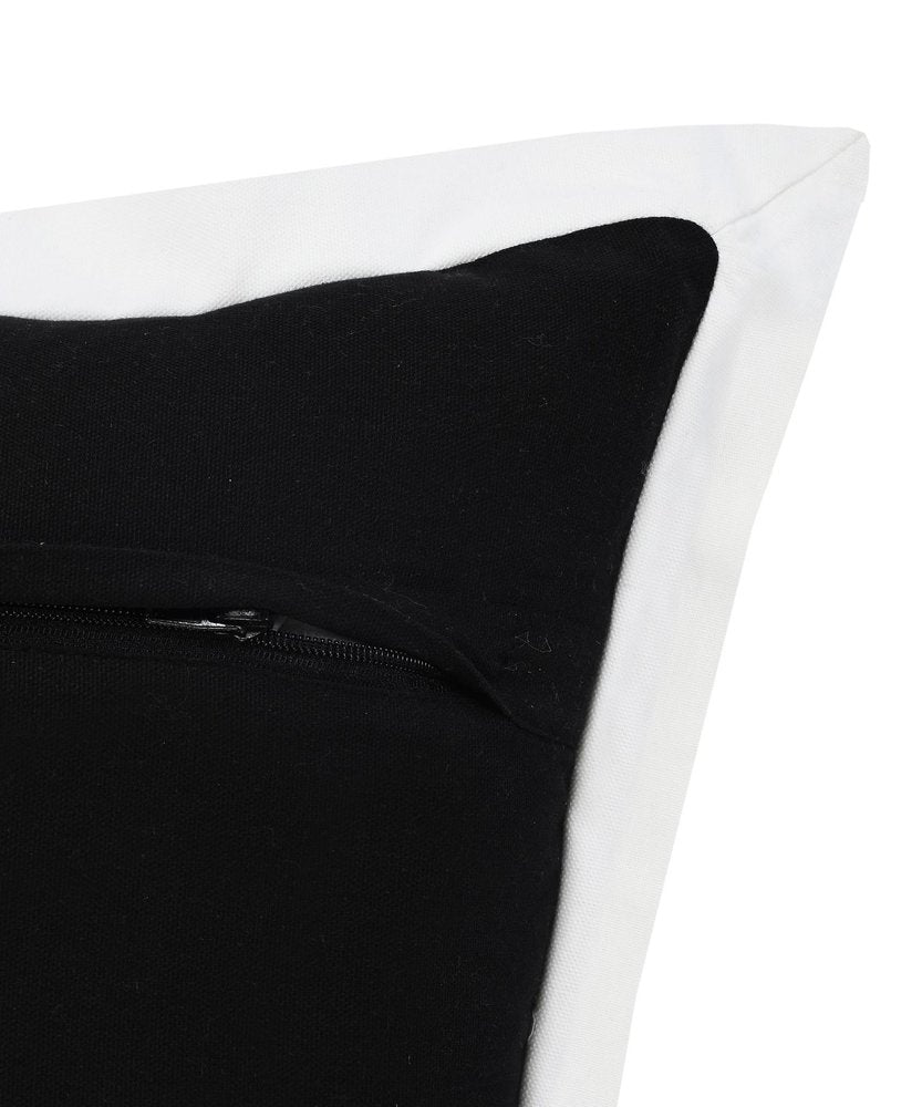 14" X 36" Black And White Lumbar Color Block Cotton Throw Pillow Cover