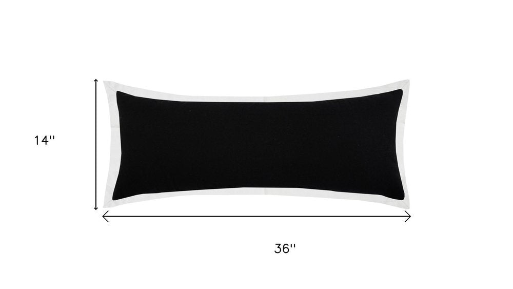14" X 36" Black And White Lumbar Color Block Cotton Throw Pillow Cover