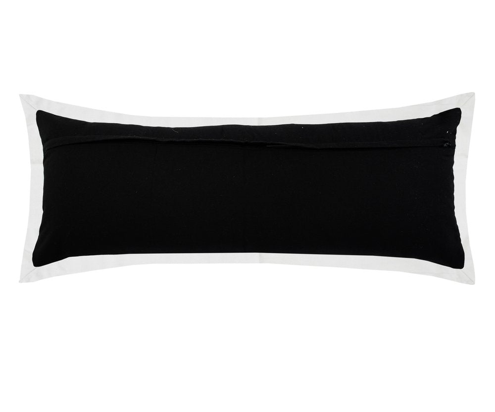 14" X 36" Black And White Lumbar Color Block Cotton Throw Pillow Cover