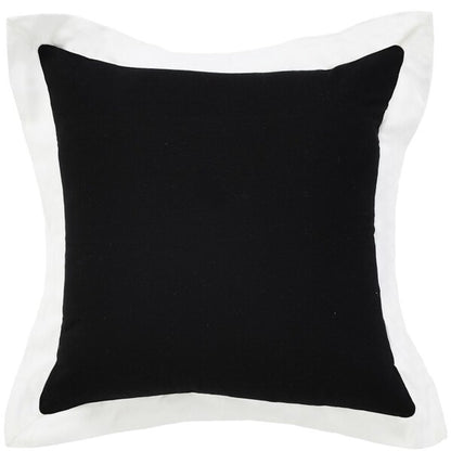 20" Black And White Color Block Cotton Throw Pillow Cover