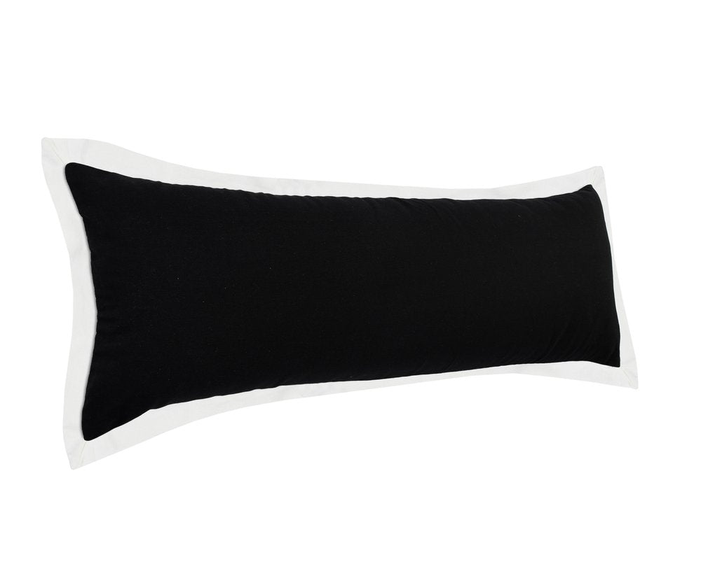 20" Black And White Color Block Cotton Throw Pillow Cover