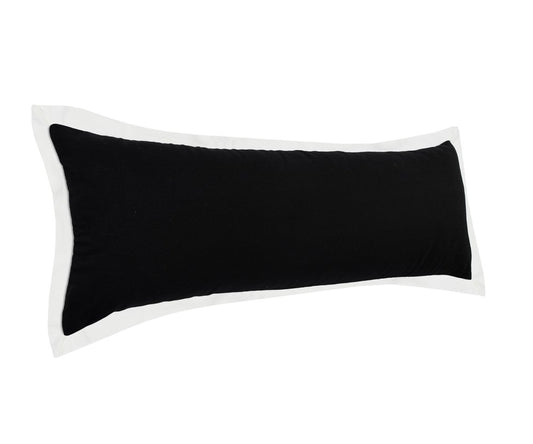 20" Black And White Color Block Cotton Throw Pillow Cover