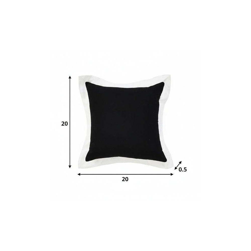 20" Black And White Color Block Cotton Throw Pillow Cover