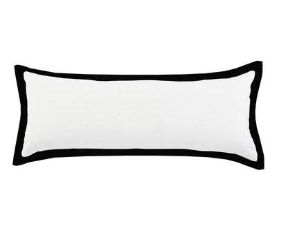 14" X 36" White And Black Lumbar Cotton Throw Pillow Cover