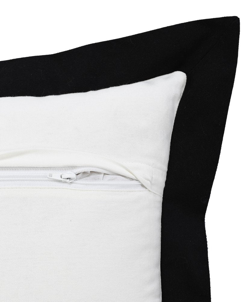 14" X 36" White And Black Lumbar Cotton Throw Pillow Cover