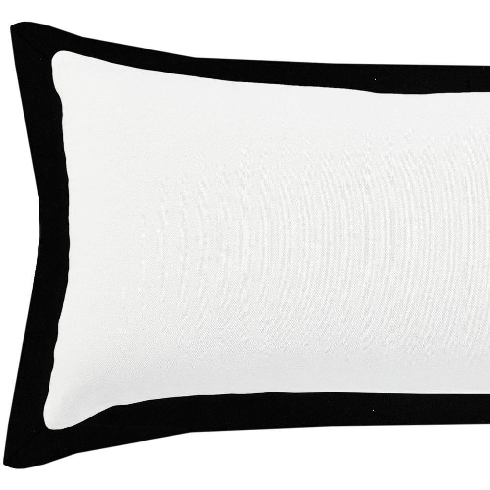 14" X 36" White And Black Lumbar Cotton Throw Pillow Cover