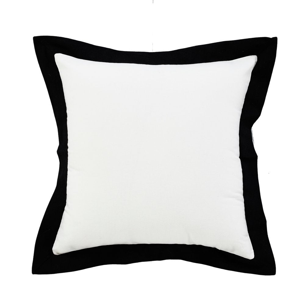 20" White And Black Cotton Throw Pillow Cover