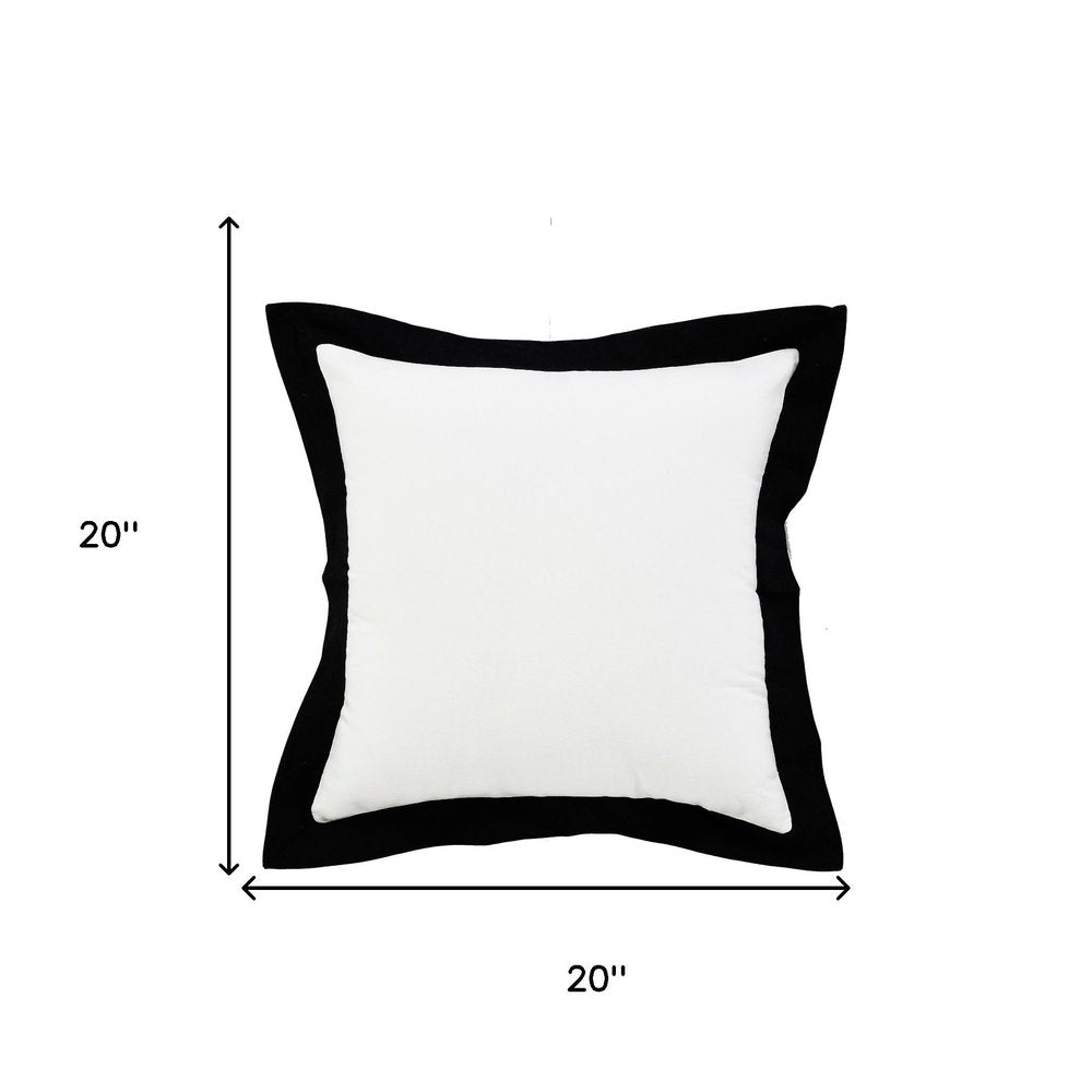 20" White And Black Cotton Throw Pillow Cover