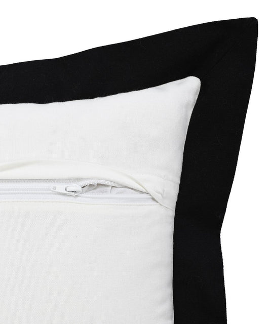 20" White And Black Cotton Throw Pillow Cover