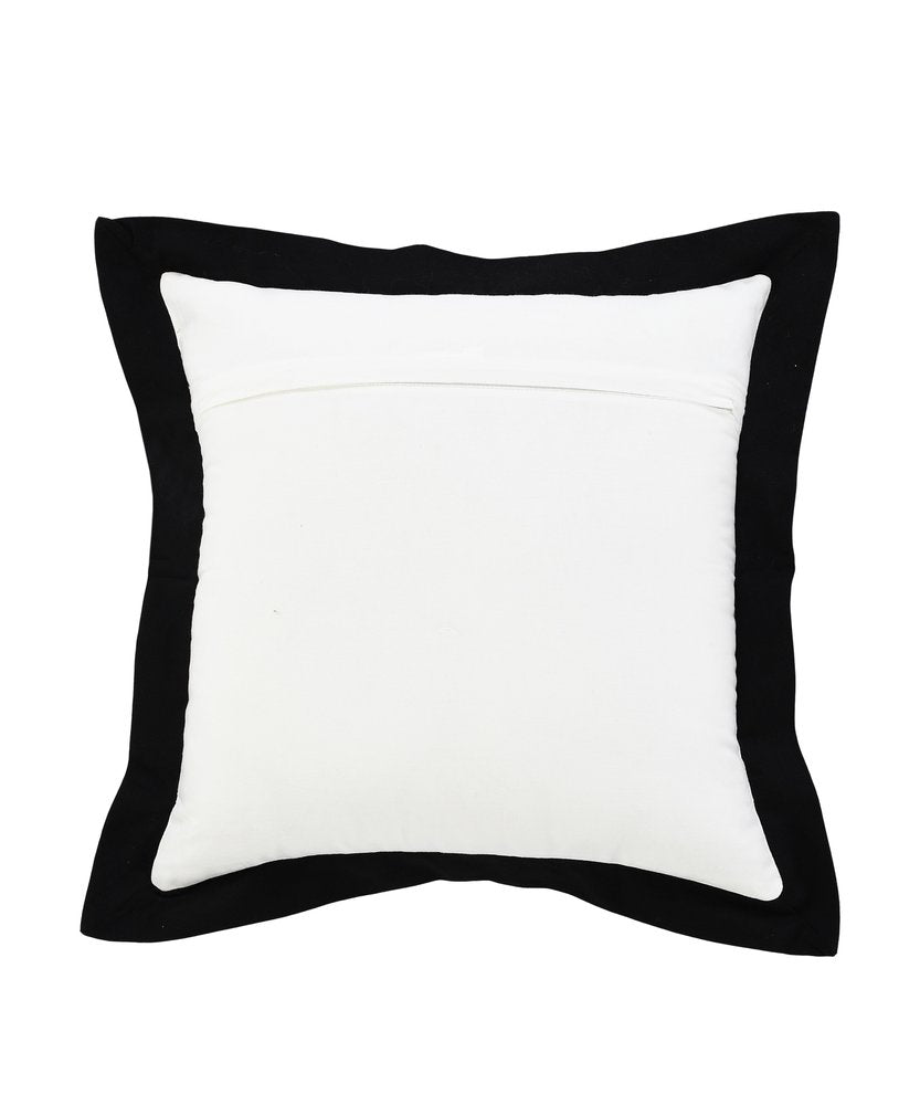 20" White And Black Cotton Throw Pillow Cover
