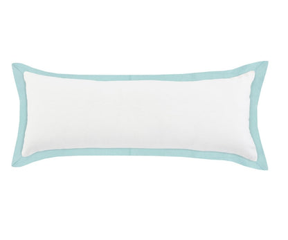 14" X 36" White And Blue Lumbar Cotton Throw Pillow Cover