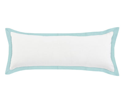 14" X 36" White And Blue Lumbar Cotton Throw Pillow Cover