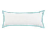 14" X 36" White And Blue Lumbar Cotton Throw Pillow Cover