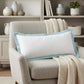 14" X 36" White And Blue Lumbar Cotton Throw Pillow Cover
