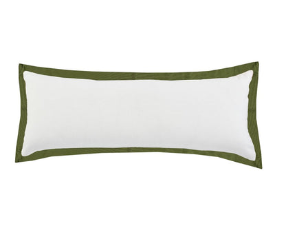 14" X 36" White And Green Lumbar Cotton Throw Pillow Cover