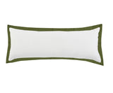 14" X 36" White And Green Lumbar Cotton Throw Pillow Cover