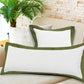 14" X 36" White And Green Lumbar Cotton Throw Pillow Cover