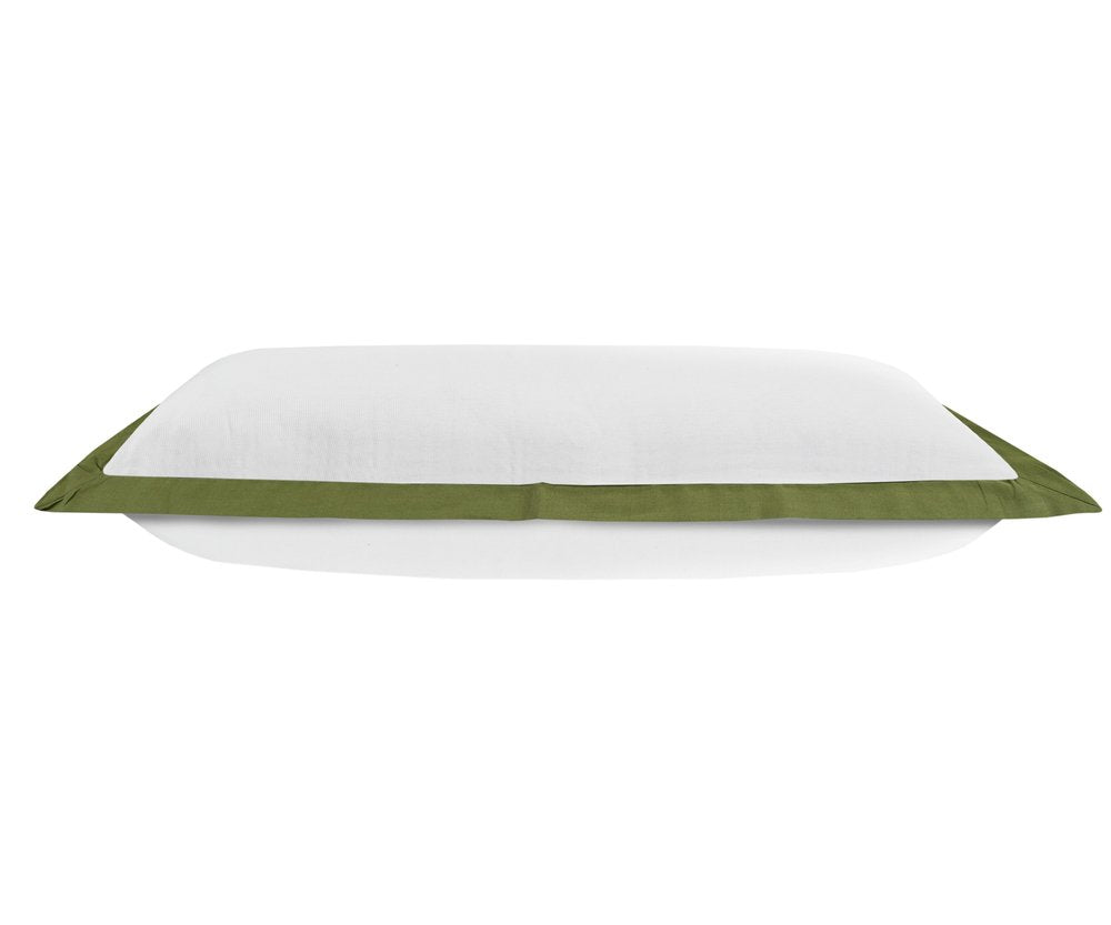 14" X 36" White And Green Lumbar Cotton Throw Pillow Cover