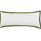 14" X 36" White And Green Lumbar Cotton Throw Pillow Cover