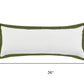 14" X 36" White And Green Lumbar Cotton Throw Pillow Cover