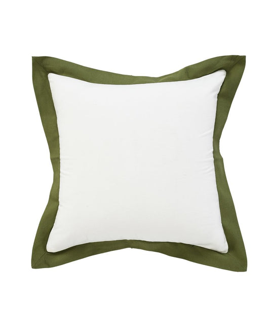 20" White And Green Cotton Throw Pillow Cover