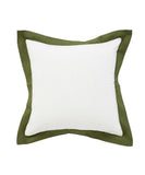 20" White And Green Cotton Throw Pillow Cover
