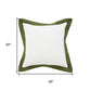 20" White And Green Cotton Throw Pillow Cover