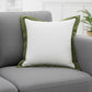 20" White And Green Cotton Throw Pillow Cover