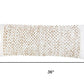 14" X 36" White And Beige Lumbar Geometric Cotton Blend Throw Pillow Cover with Texture